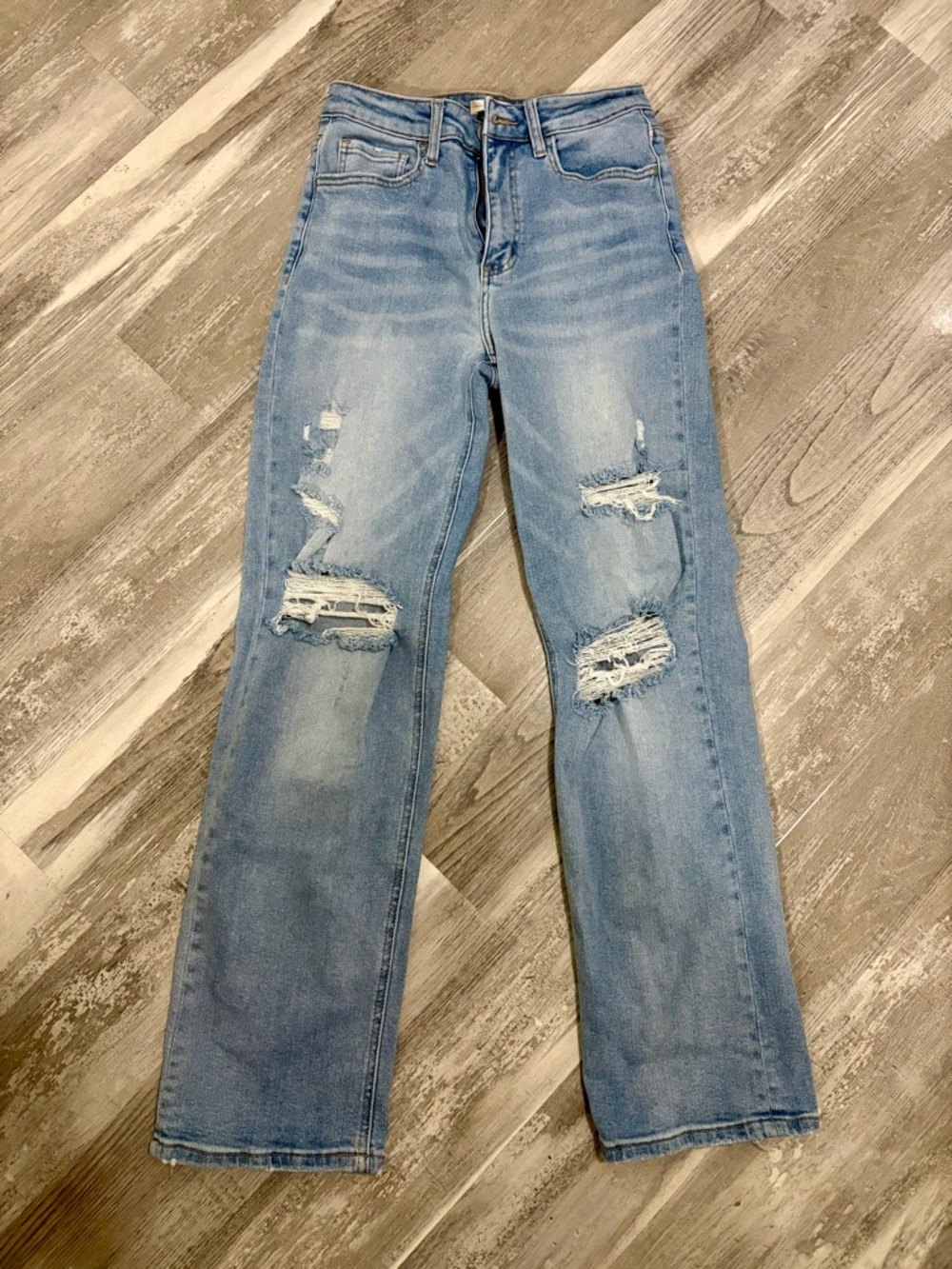 Altar'd State Light Blue Distressed Straight-Leg Jeans - Women